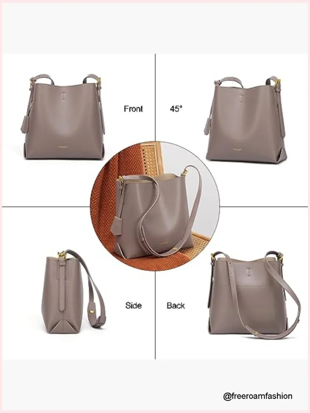 Genuine Leather Tote Satchel Bag - Top Handle Shoulder Bucket Purse